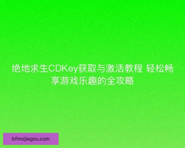 绝地求生CDKey获取与激活教程 轻松畅享游戏乐趣的全攻略