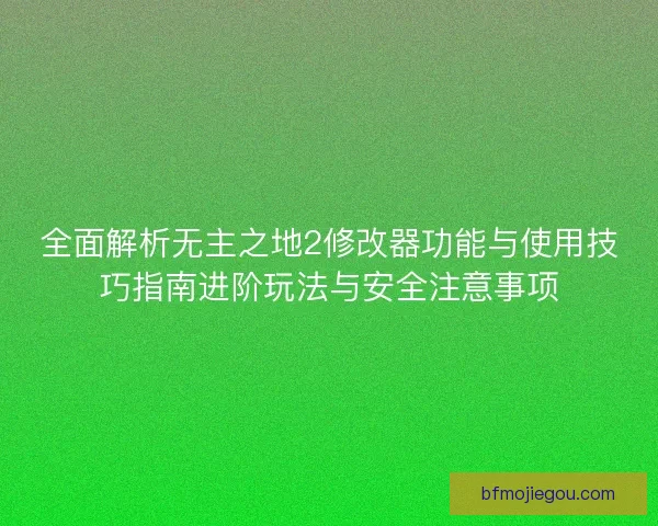 全面解析无主之地2修改器功能与使用技巧指南进阶玩法与安全注意事项
