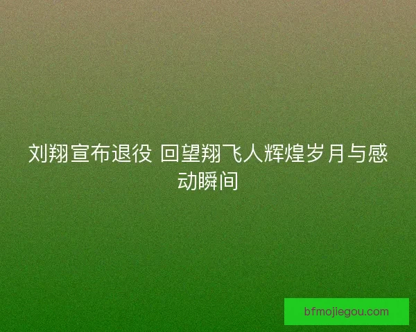 刘翔宣布退役 回望翔飞人辉煌岁月与感动瞬间