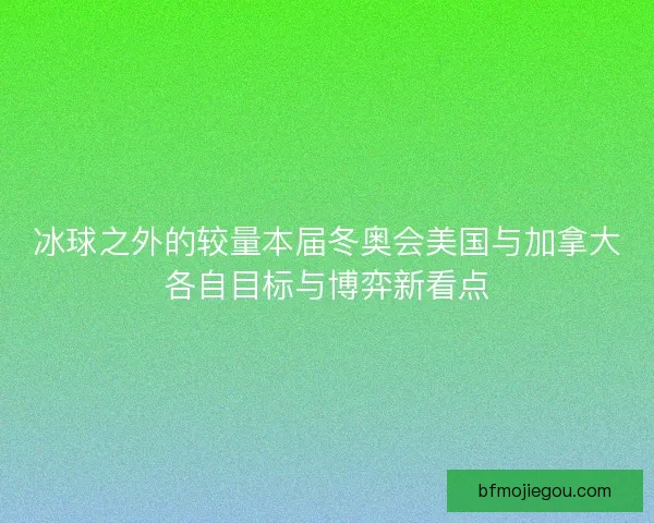冰球之外的较量本届冬奥会美国与加拿大各自目标与博弈新看点 冰球之外的较量本届冬奥会美国与加拿大各自目标与博弈新看点